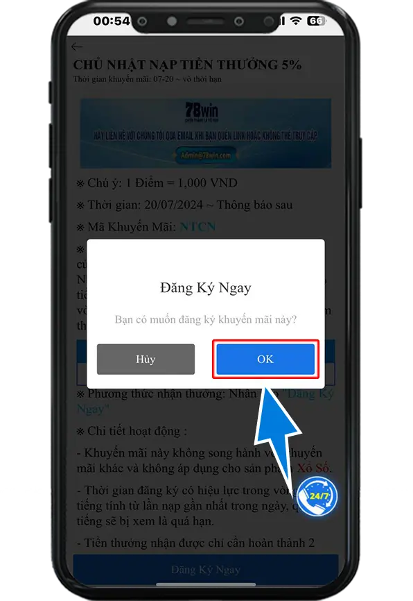 Bước 4 : Chọn OK , Hệ thống sẽ xét duyệt tự động